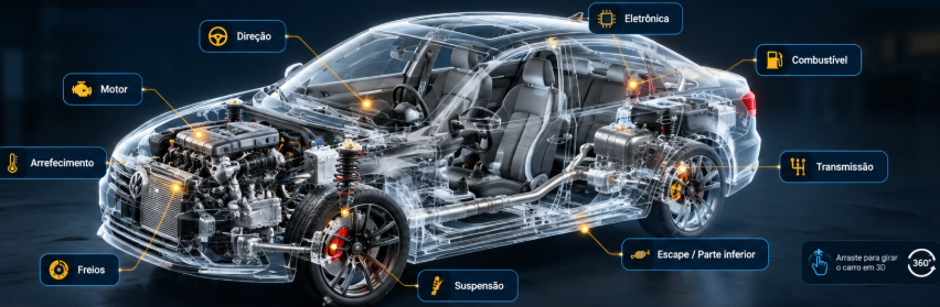 Automóvel transparente com sistemas mecânicos visíveis